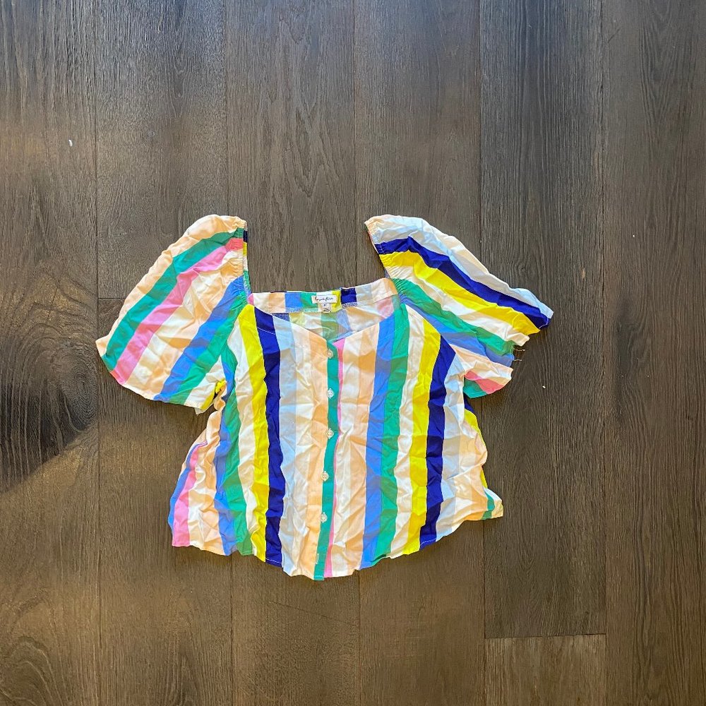 Short Sleeve Multicolored Top